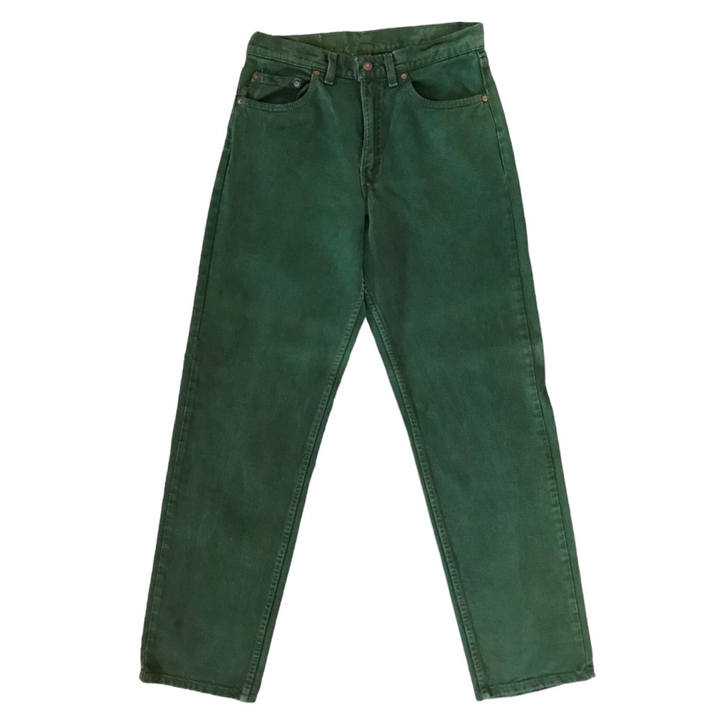 Vintage 90s Olive Green Levi’s 554 High Waist Baggy Straight Leg 32 X 34 Reg Fit